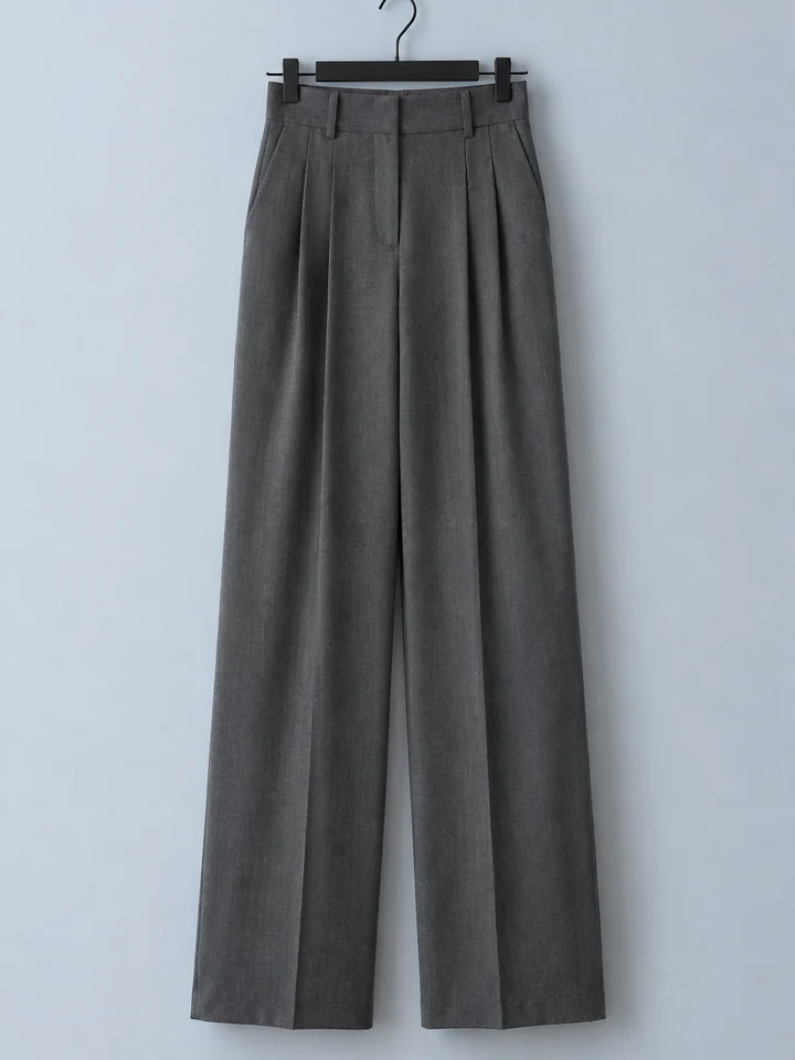 Pantalón de pinza Iturrama, color gris marengo, colgado en percha